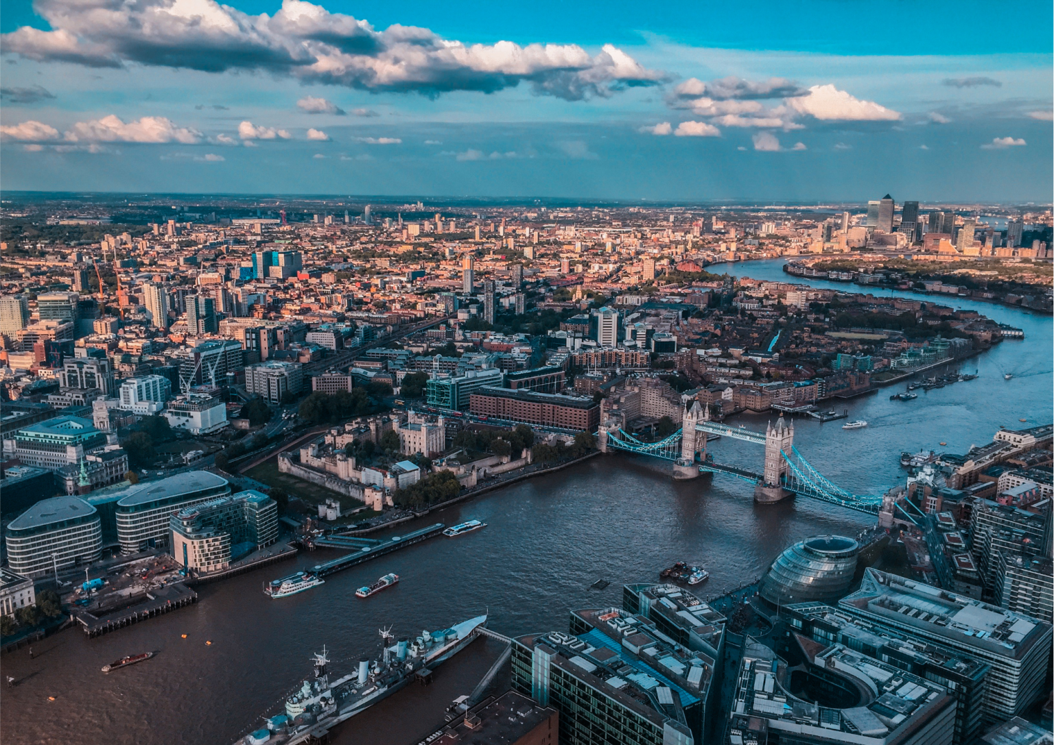 View of the London skyline featuring Tower Bridge